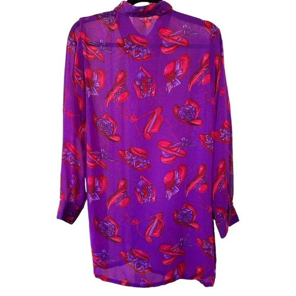 Vintage Red Hat Ladies' Sheer Blouse Size Large - Excellent Condition - Picture 6 of 6